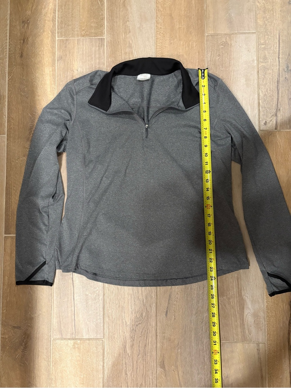 Danskin Now Black and Heather Gray Athletic Quarter-Zip Top - Picture 3 of 6